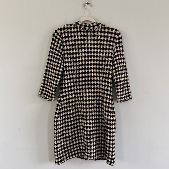 Marc Cain Houndstooth Tweed Wool Black White Button Down Dress - Picture 3 of 6